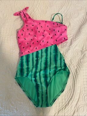 Cat & Jack Pink and Green Watermelon One-Piece Swimsuit